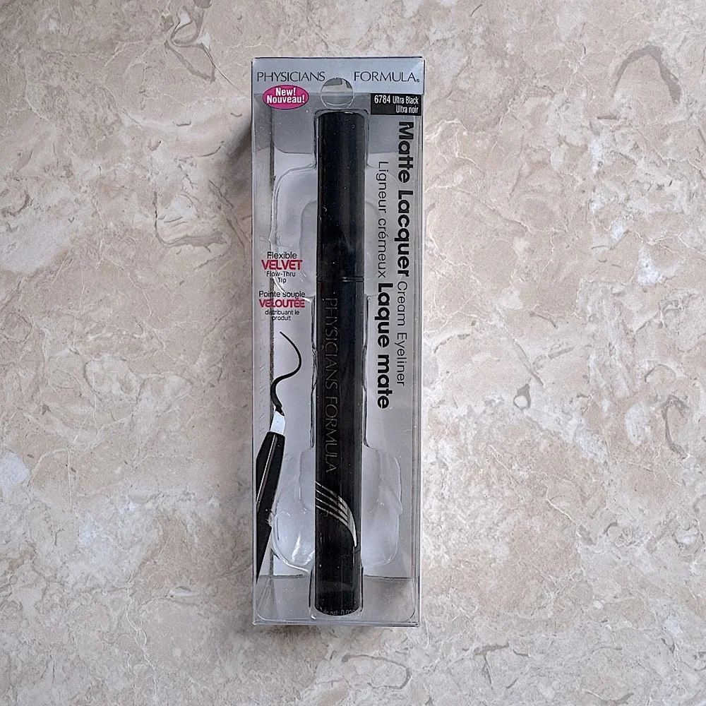 Physicians Formula Matte Lacquer Cream Eyeliner Velvet Tip Ultra Black New